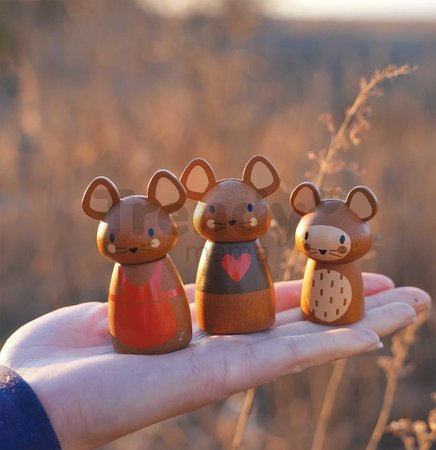 Drevený veterný mlyn Penny Windmill Tender Leaf Toys s pecou na pečenie chleba a 3 figúrky myšiek