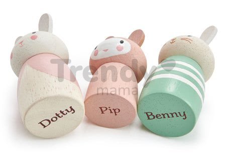 Drevená zajačia rodinka Bunny Tales Tender Leaf Toys otec a mama so zajačikom