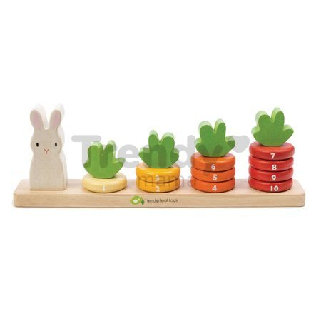 Drevená rastúca mrkva Counting Carrots Tender Leaf Toys s očíslovanými krúžkami a zajačikom od 18 mes