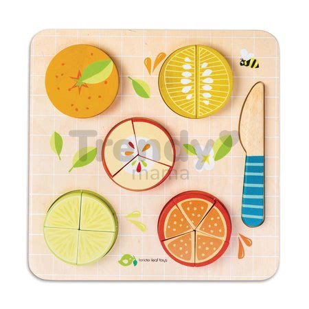 Drevené puzzle ovocie Citrus Fractions Tender Leaf Toys 16 dielov na krájanie nožom od 18 mes