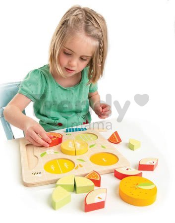 Drevené puzzle ovocie Citrus Fractions Tender Leaf Toys 16 dielov na krájanie nožom od 18 mes