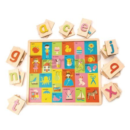 Drevená abeceda s obrázkami Alphabet Pictures Tender Leaf Toys 27 dielov od 18 mes