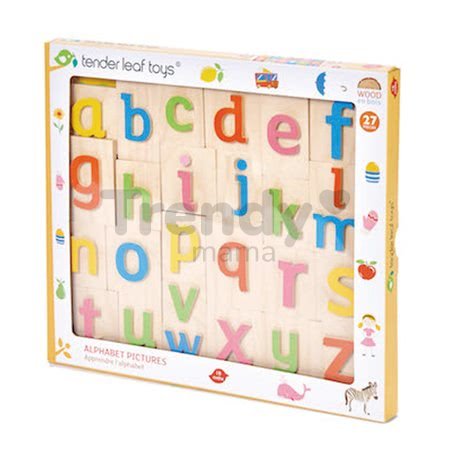 Drevená abeceda s obrázkami Alphabet Pictures Tender Leaf Toys 27 dielov od 18 mes