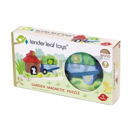 Drevené magnetické puzzle záhrada Garden Magnetic Puzzle 3D Tender Leaf Toys s maľovanými obrázkami od 18 mes