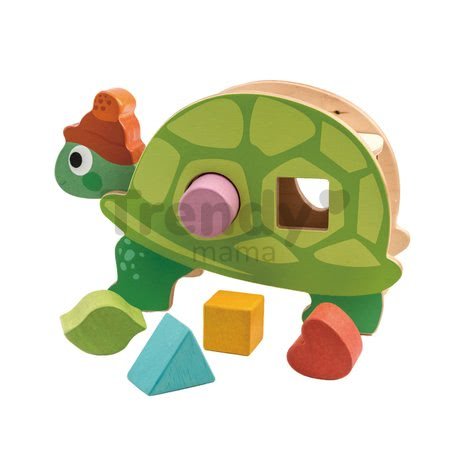 Drevená didaktická korytnačka Tortoise Shape Sorter Tender Leaf Toys s tvarovanými kockami od 18 mes