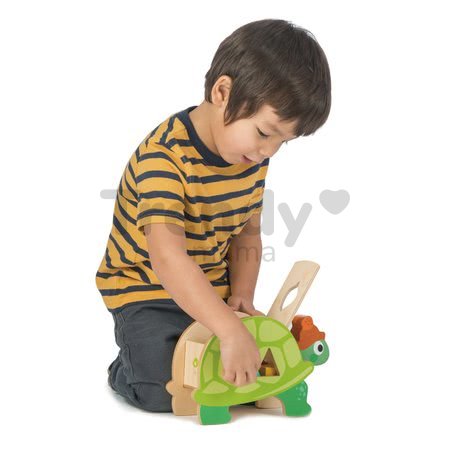 Drevená didaktická korytnačka Tortoise Shape Sorter Tender Leaf Toys s tvarovanými kockami od 18 mes