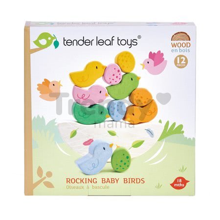 Drevená hojdačka s vtáčikmi Rocking Baby Bird Tender Leaf Toys 6 vtákov a 5 vajíčok od 18 mes