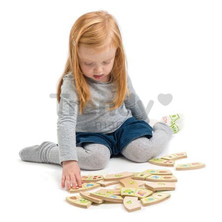 Drevené domino záhradná cestička Garden Path Tender Leaf Toys 22 dielov v plátenej taške od 18 mes
