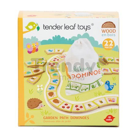 Drevené domino záhradná cestička Garden Path Tender Leaf Toys 22 dielov v plátenej taške od 18 mes