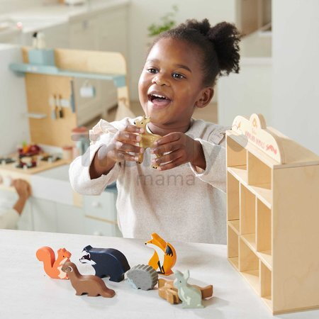 Lesné zvieratká na poličke 8 ks Woodland Animals Tender Leaf Toys králik zajac ježko líška srnka veverička lasica jazvec