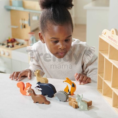 Lesné zvieratká na poličke 8 ks Woodland Animals Tender Leaf Toys králik zajac ježko líška srnka veverička lasica jazvec