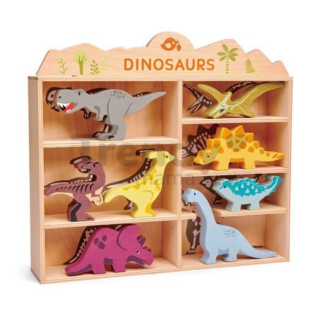Drevené prehistorické zvieratá na poličke 8 ks Dinosaurs set Tender Leaf Toys 