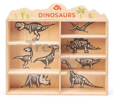 Drevené prehistorické zvieratá na poličke 8 ks Dinosaurs set Tender Leaf Toys 