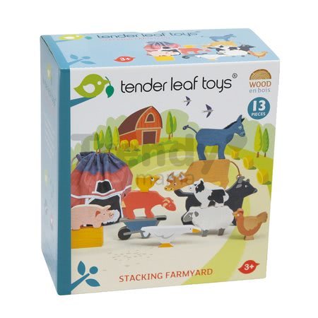 Drevené domáce zvieratká Stacking Farmyard Tender Leaf Toys 10 druhov stohovateľné