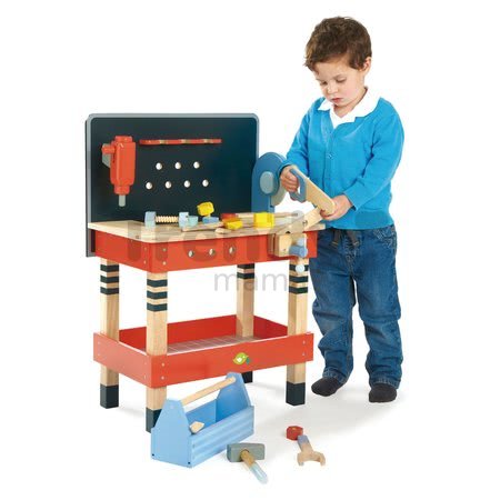 Drevená pracovná dielňa TenderLeaf Tool Bench Tender Leaf Toys s náradím, 18 doplnkov