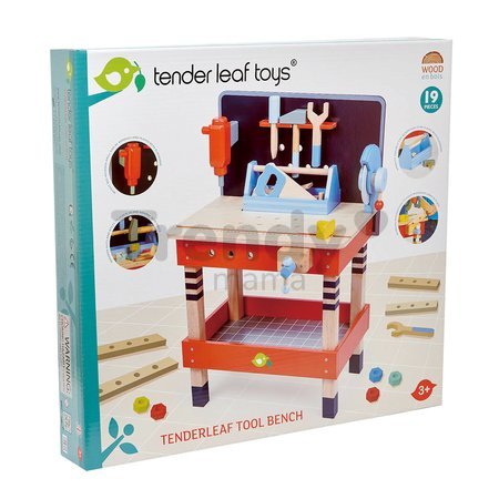 Drevená pracovná dielňa TenderLeaf Tool Bench Tender Leaf Toys s náradím, 18 doplnkov