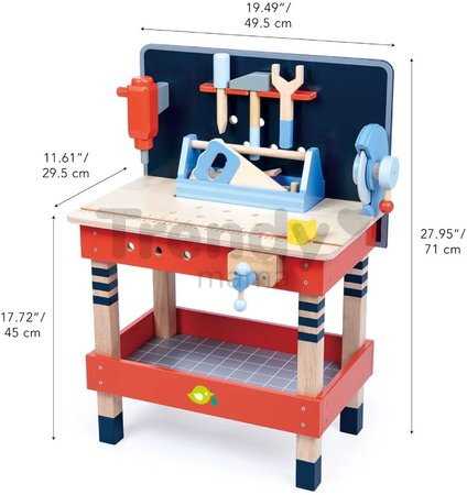 Drevená pracovná dielňa TenderLeaf Tool Bench Tender Leaf Toys s náradím, 18 doplnkov
