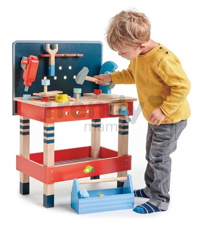 Drevená pracovná dielňa TenderLeaf Tool Bench Tender Leaf Toys s náradím, 18 doplnkov