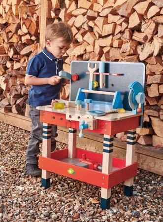 Drevená pracovná dielňa TenderLeaf Tool Bench Tender Leaf Toys s náradím, 18 doplnkov