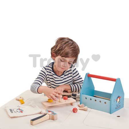 Drevený kufrík Tap Tap Tool Box Tender Leaf Toys s pracovným náradím a zatĺkačkou