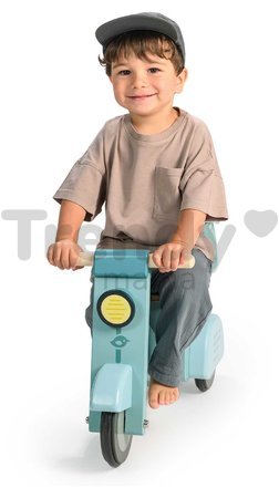 Drevené odrážadlo Donáška jedla Delivery Scooter Tender Leaf Toys s gumenými kolesami a plátená taška od 24 mes