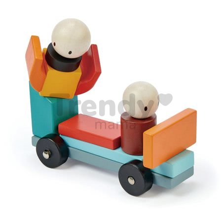 Drevená magnetická stavebnica Racing Magblocs Tender Leaf Toys 14 auto-kociek vo vrecku