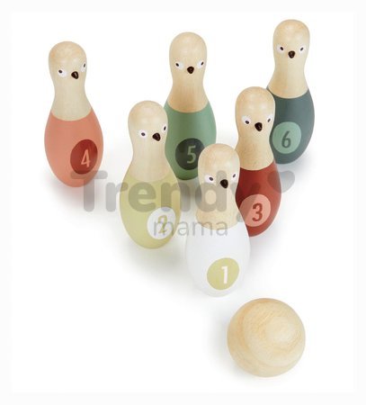 Drevené kolky s guľou Birdie Skittles Tender Leaf Toys 6 dielov v textilnej taške