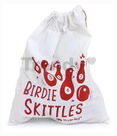 Drevené kolky s guľou Birdie Skittles Tender Leaf Toys 6 dielov v textilnej taške