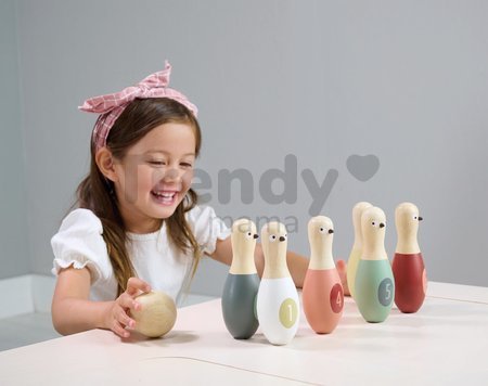 Drevené kolky s guľou Birdie Skittles Tender Leaf Toys 6 dielov v textilnej taške