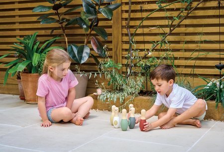 Drevené kolky s guľou Birdie Skittles Tender Leaf Toys 6 dielov v textilnej taške