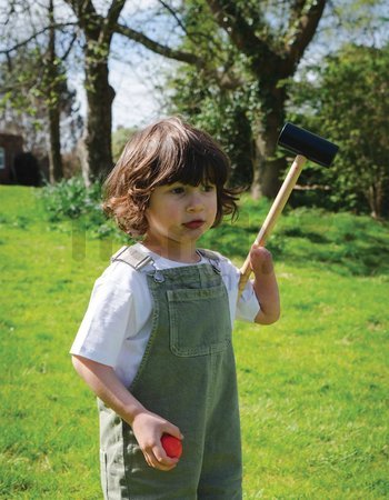 Drevená sada na kroket Woodland Indoor Croquet Set Tender Leaf Toys 2 palice s loptičkami a 6 bránok v tvare zvieratiek v plátenej taške