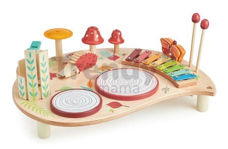 Drevený hudobný stôl Musical Table Tender Leaf Toys s bubnami xylofónom píšťalkou