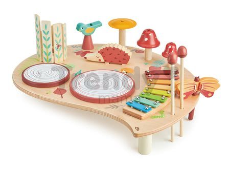 Drevený hudobný stôl Musical Table Tender Leaf Toys s bubnami xylofónom píšťalkou