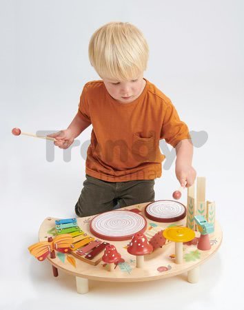 Drevený hudobný stôl Musical Table Tender Leaf Toys s bubnami xylofónom píšťalkou