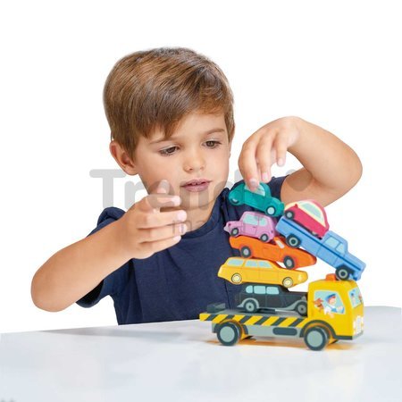 Drevené stohovateľné autíčka Stacking Cars Tender Leaf Toys 7 druhov autíčok pre rozvoj jemnej motoriky od 18 mes