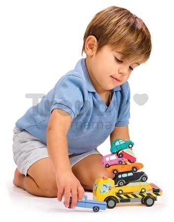 Drevené stohovateľné autíčka Stacking Cars Tender Leaf Toys 7 druhov autíčok pre rozvoj jemnej motoriky od 18 mes
