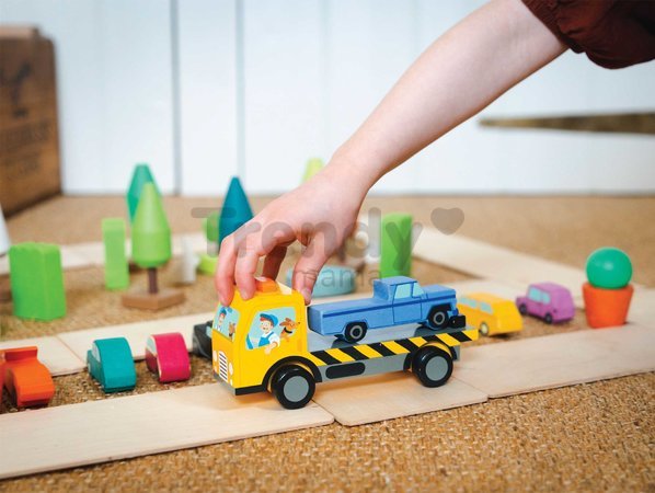 Drevené stohovateľné autíčka Stacking Cars Tender Leaf Toys 7 druhov autíčok pre rozvoj jemnej motoriky od 18 mes