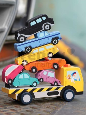 Drevené stohovateľné autíčka Stacking Cars Tender Leaf Toys 7 druhov autíčok pre rozvoj jemnej motoriky od 18 mes