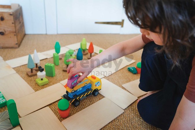 Drevené stohovateľné autíčka Stacking Cars Tender Leaf Toys 7 druhov autíčok pre rozvoj jemnej motoriky od 18 mes