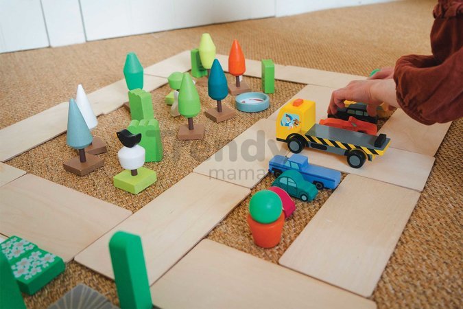 Drevené stohovateľné autíčka Stacking Cars Tender Leaf Toys 7 druhov autíčok pre rozvoj jemnej motoriky od 18 mes