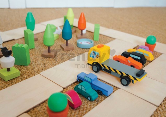 Drevené stohovateľné autíčka Stacking Cars Tender Leaf Toys 7 druhov autíčok pre rozvoj jemnej motoriky od 18 mes