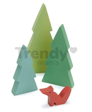 Drevené ihličnaté stromy Fir Tops Tender Leaf Toys tri druhy s líškou