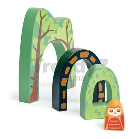 Drevený horský tunel Forest Tunnels Tender Leaf Toys 3 druhy s malou sovou uprostred