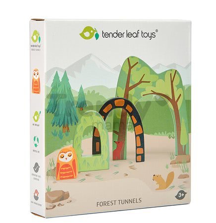 Drevený horský tunel Forest Tunnels Tender Leaf Toys 3 druhy s malou sovou uprostred