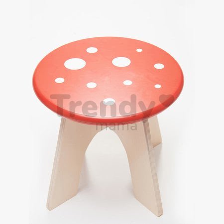 Drevená stolička hríbik Toadstool Tender Leaf Toys muchotrávka s červeným bodkovaným sedadlom