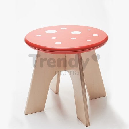 Drevená stolička hríbik Toadstool Tender Leaf Toys muchotrávka s červeným bodkovaným sedadlom