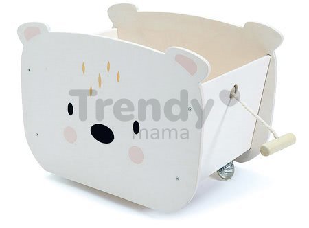 Drevený vozík na ťahanie Pull Along Bear Cart Tender Leaf Toys na 4 kolieskach v tvare medveďa