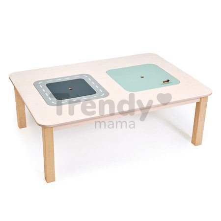 Drevený stôl obdĺžnikový na hranie Play Table Tender Leaf Toys s úložným priestorom s vtáčikom