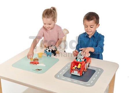 Drevený stôl obdĺžnikový na hranie Play Table Tender Leaf Toys s úložným priestorom s vtáčikom