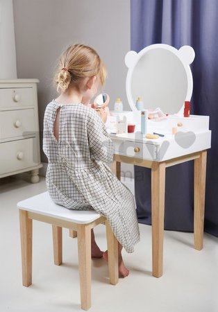 Drevený kozmetický stolík so stoličkou Forest Dressing Table Tender Leaf Toys zrkadlo a 5 zásuviek